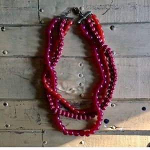 BOHO VINTAGE STYLE RED BEAD ETHEREAL NECKLACE OS